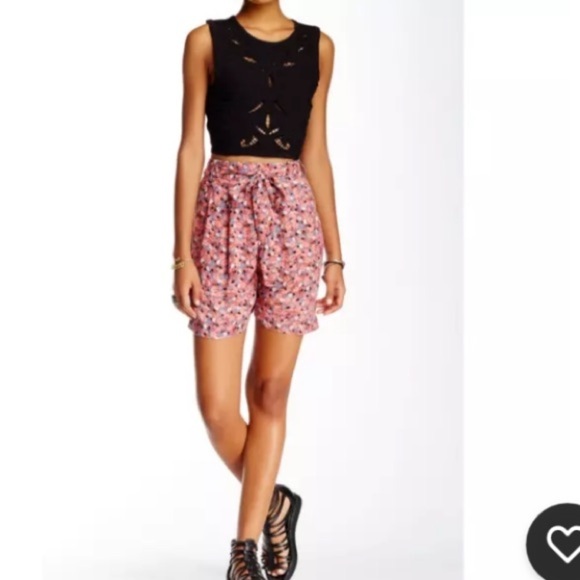 Free People Layla High Waist Tie Belt Flowy Boho Floral‎ Print Shorts M - Picture 14 of 14